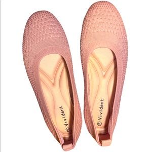 Women’s Knit Ballet Flat Round Toe Slip On Flats Shoes Pink Size 8.5